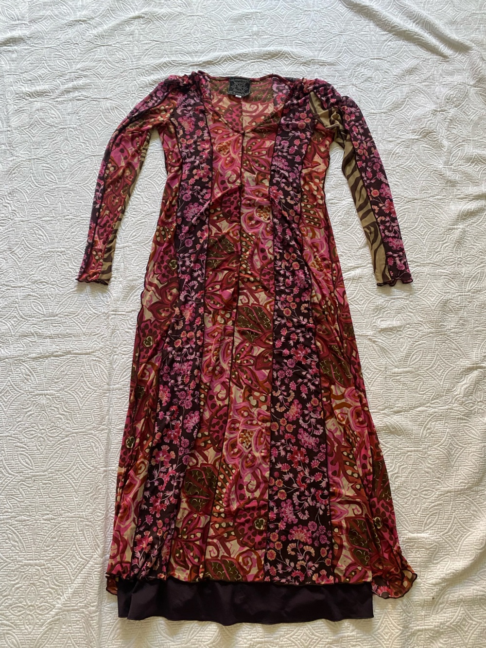Johnny Was Pink and Burgundy Floral Maxi Dress